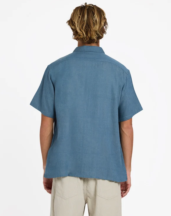 Billabong Cordoba Short Sleeve Shirt in real teal colourway from back