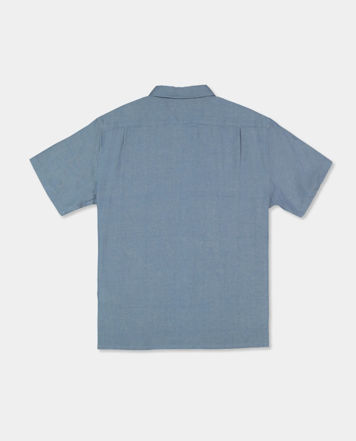 Billabong Cordoba Short Sleeve Shirt in real teal colourway from back flatlay