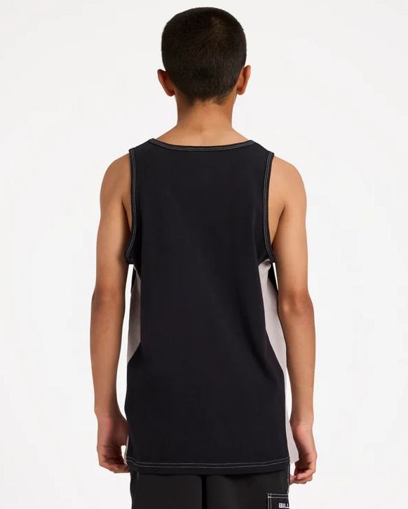 Billabong Boys Spec Blast Tank Top
 in black on model from the back
