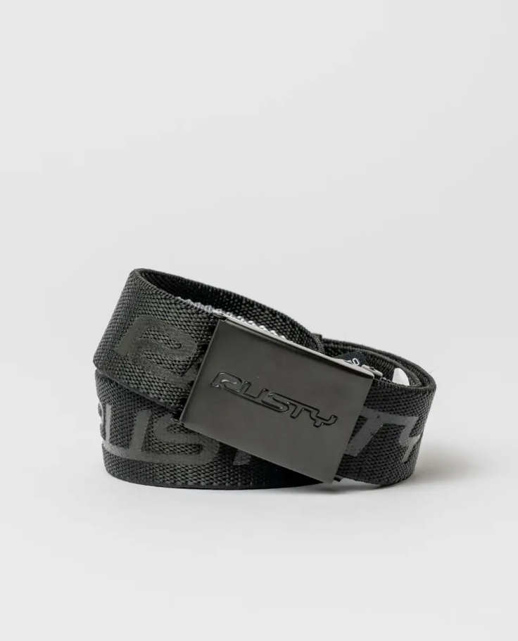 Rusty Flip Daddy Reversible Elastic Webbing Belt in black rolled up