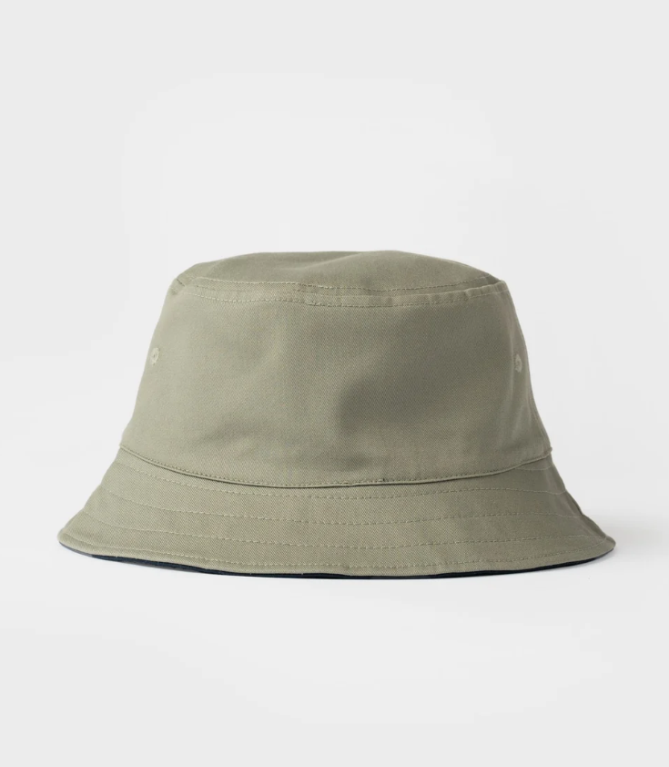Rusty Kick Flip Reversible Bucket Hat in abbey stone from the rear