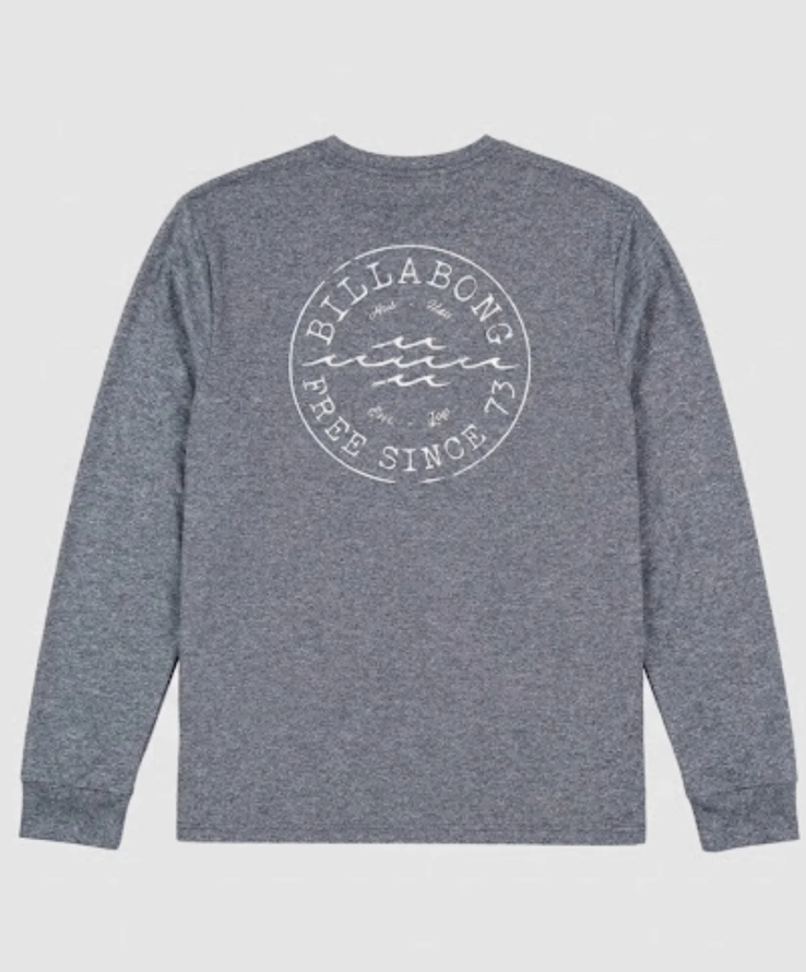 Billabong Big Wave Daz Boys UPF 50 Longsleeve Rashtop in navy heather from the back