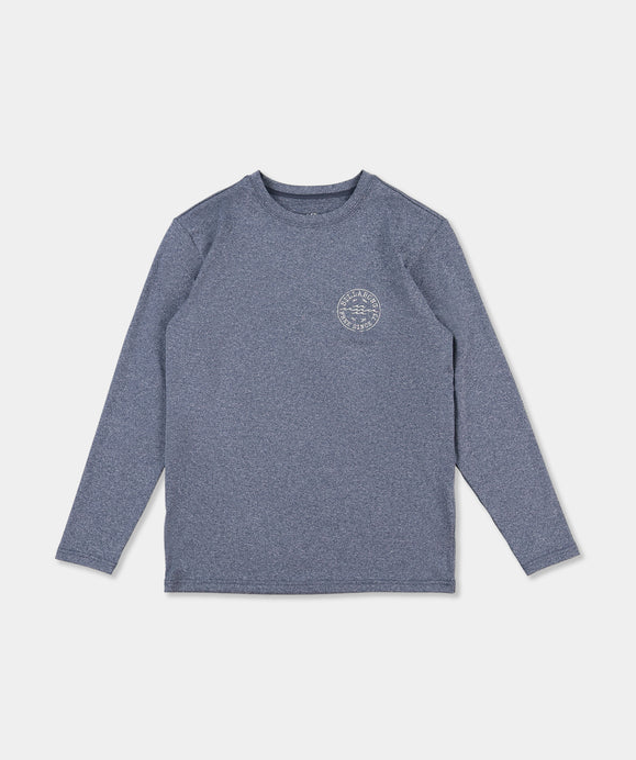 Billabong Big Wave Daz Boys UPF 50 Longsleeve Rashtop in navy heather from the front