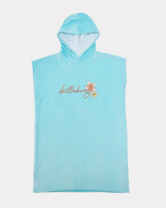 Billabong Dream Petal Girls (8-16) Hooded Towel in aqua colour from the front