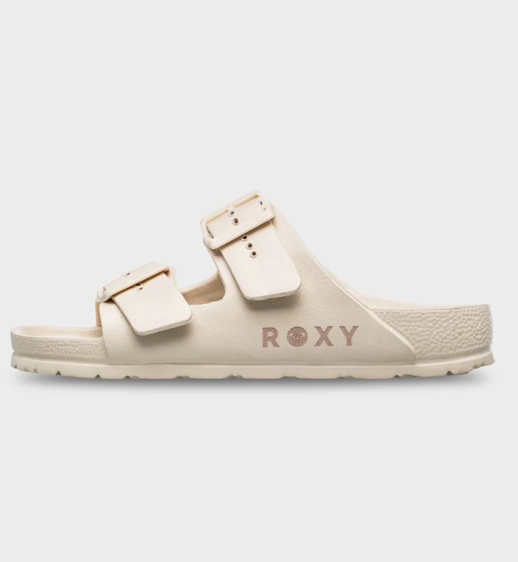 Roxy Kattie SP Women's Slides
 in cream colourway from left side