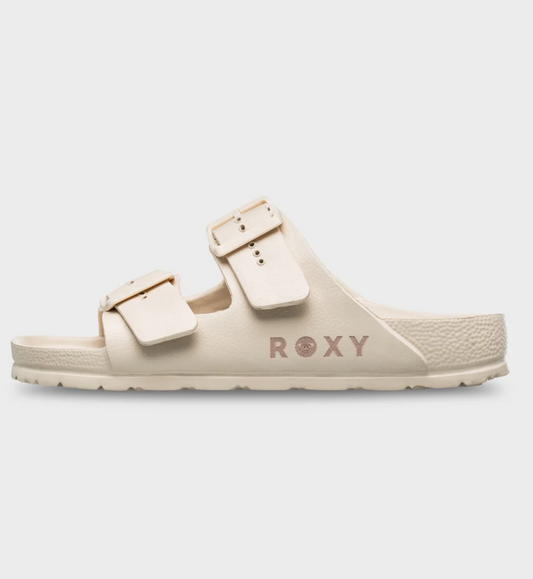 Roxy Kattie SP Women's Slides
 in cream colourway from left side