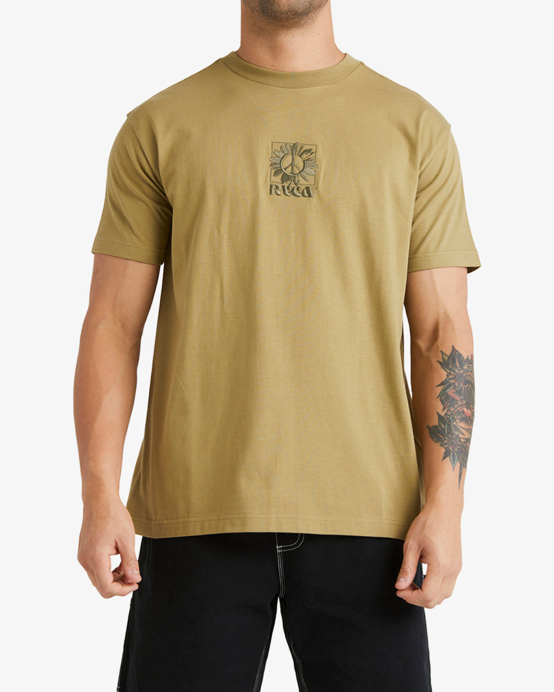 RVCA Spring Hit SS Tee in herb front veiw