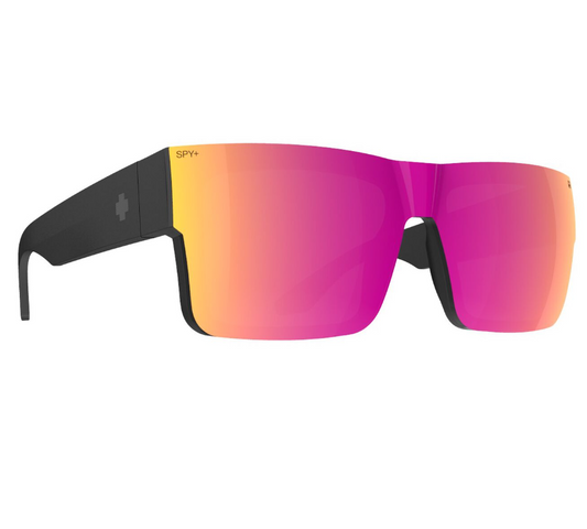 Spy Cyrus Switch Matte Black frames with Happy Grey Green Pink Mirror Lens Sunglasses from front right side