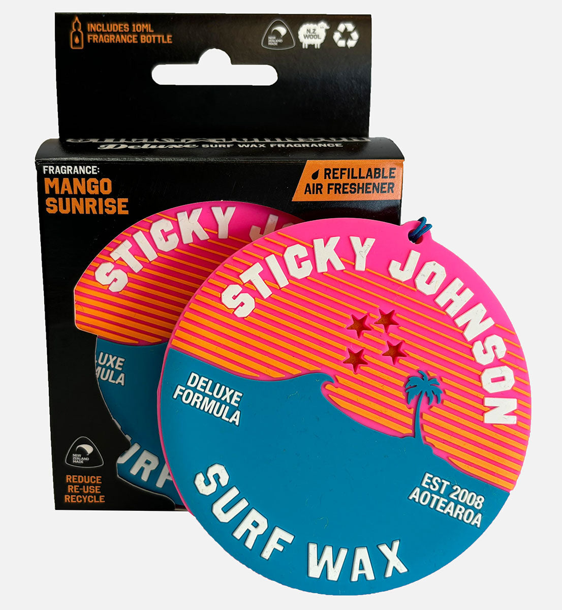 Sticky Johnson Refillable Car Air Freshener mango scented pink and blue 