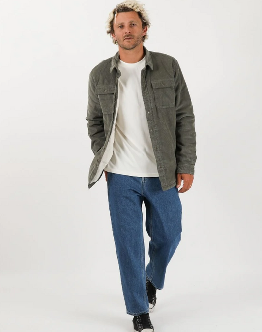 T&C The Ranch Cord Jacket in millatary on a male model frontside

