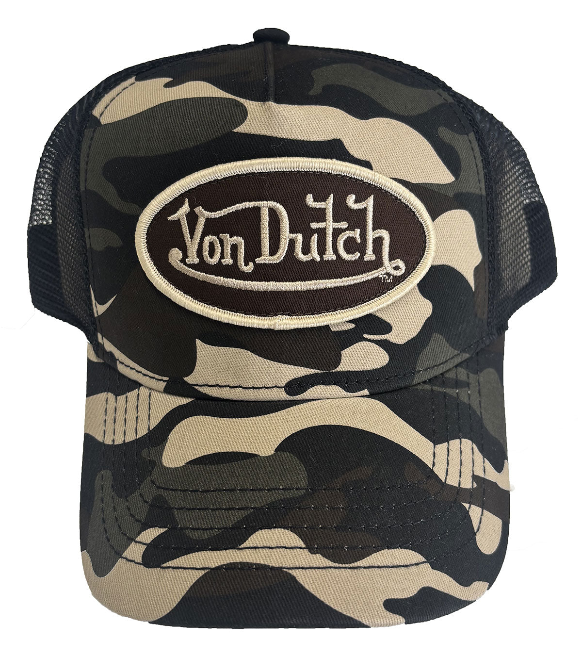 Von Dutch Unisex Twill Trucker Hat- Brown Camo