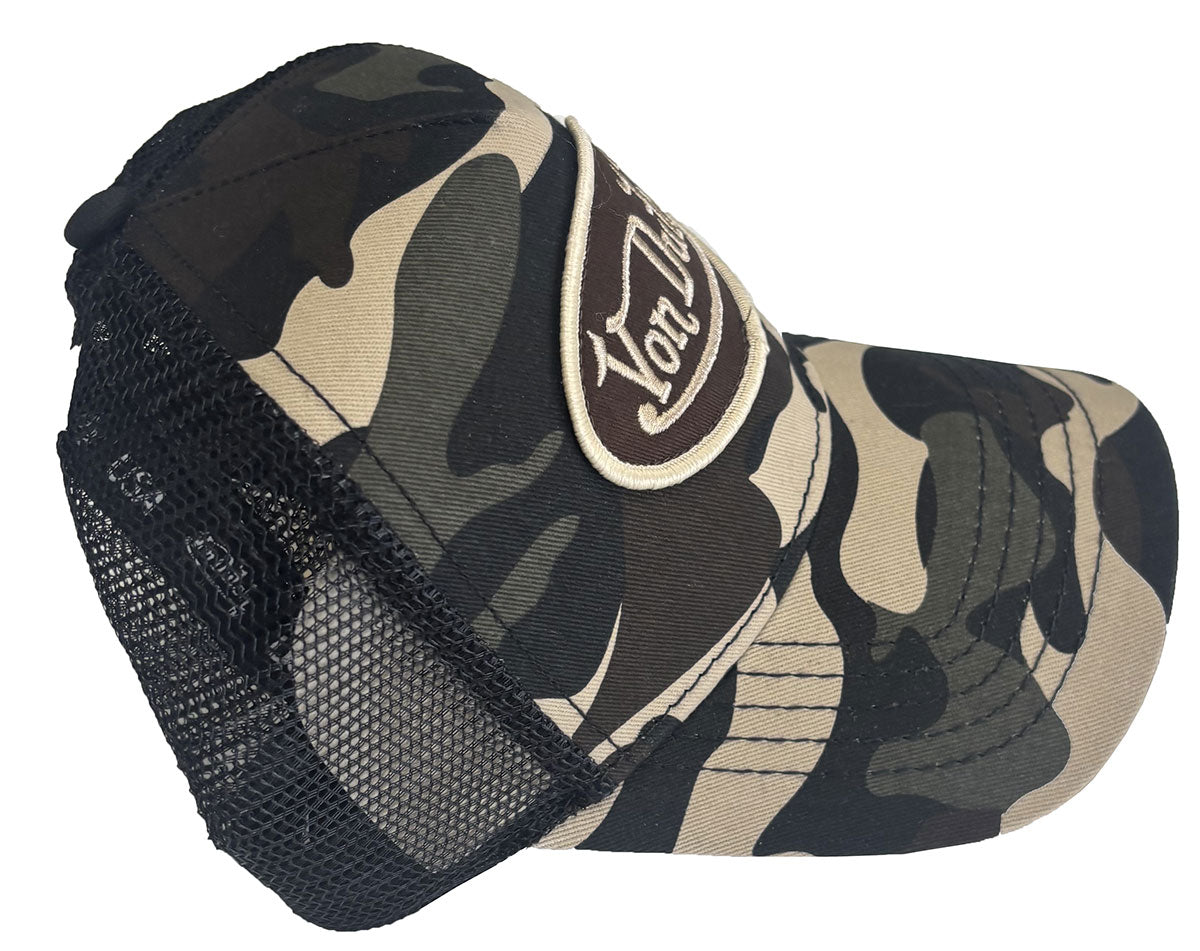 Von Dutch Unisex Twill Trucker Hat- Brown Camo