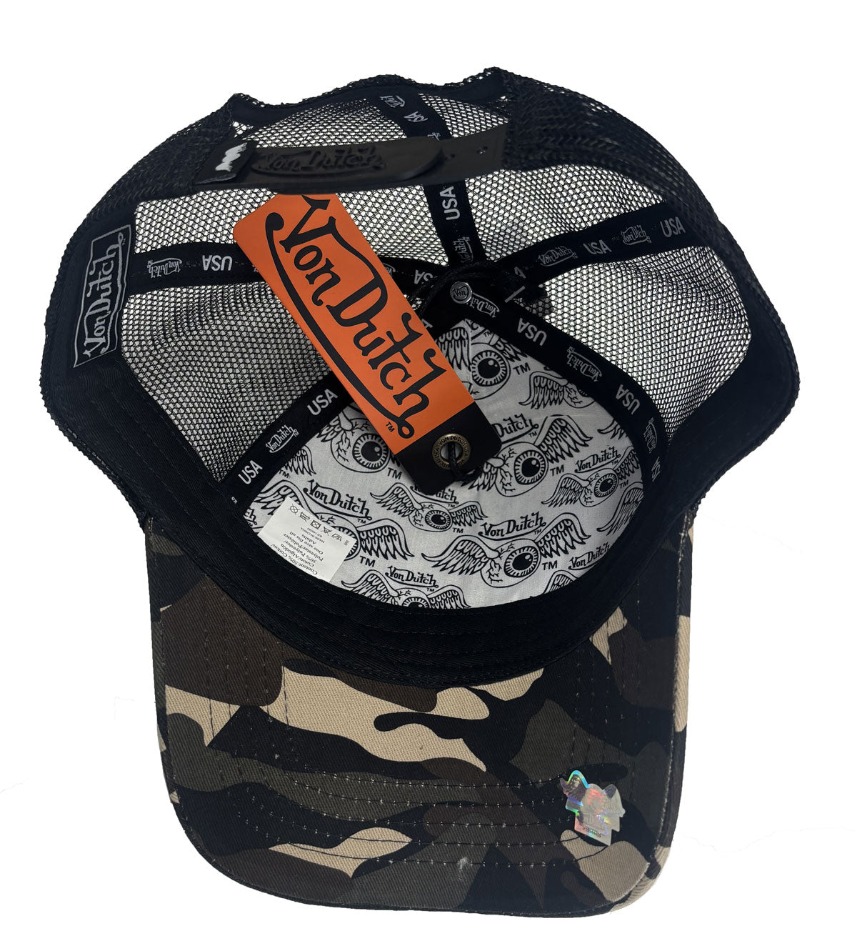 Von Dutch Unisex Twill Trucker Hat- Brown Camo