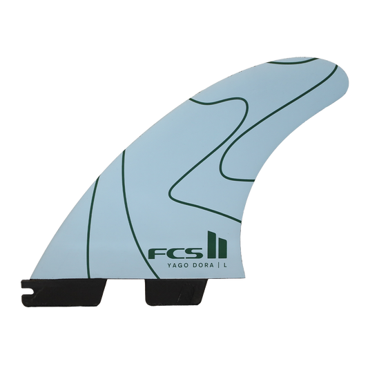 FCS 2 Yago Dora Performance Core PC Tri Fin Set - medium in flux colourway showing front fin