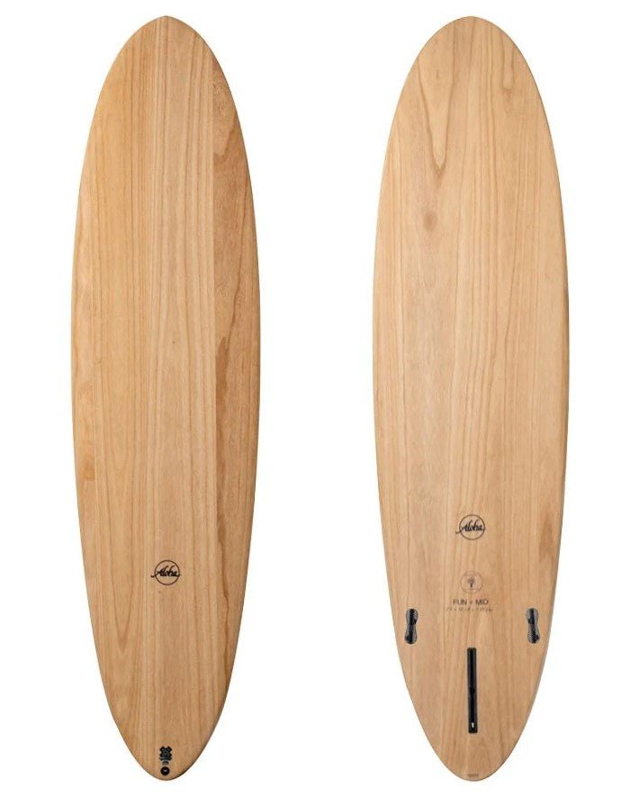 ALOHA 8'0 FUN DIVISION MID ECOSKIN SURFBOARD woodgrain