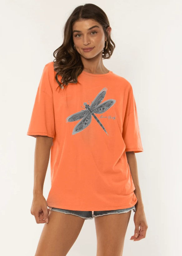 Amuse Society Dragonfly Boyfriend Tee in sunrise colourway