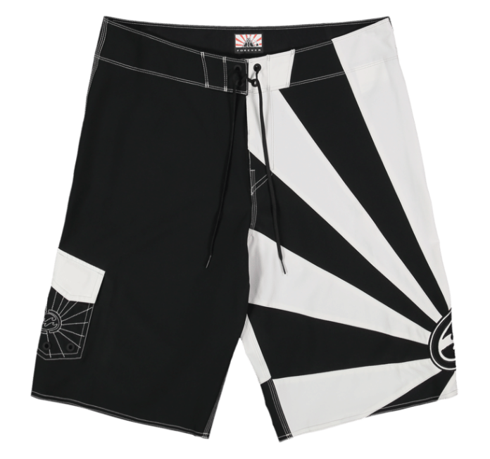 Billabong A.I Rising Sun Pro 22" Boardshorts in black and white flat lay