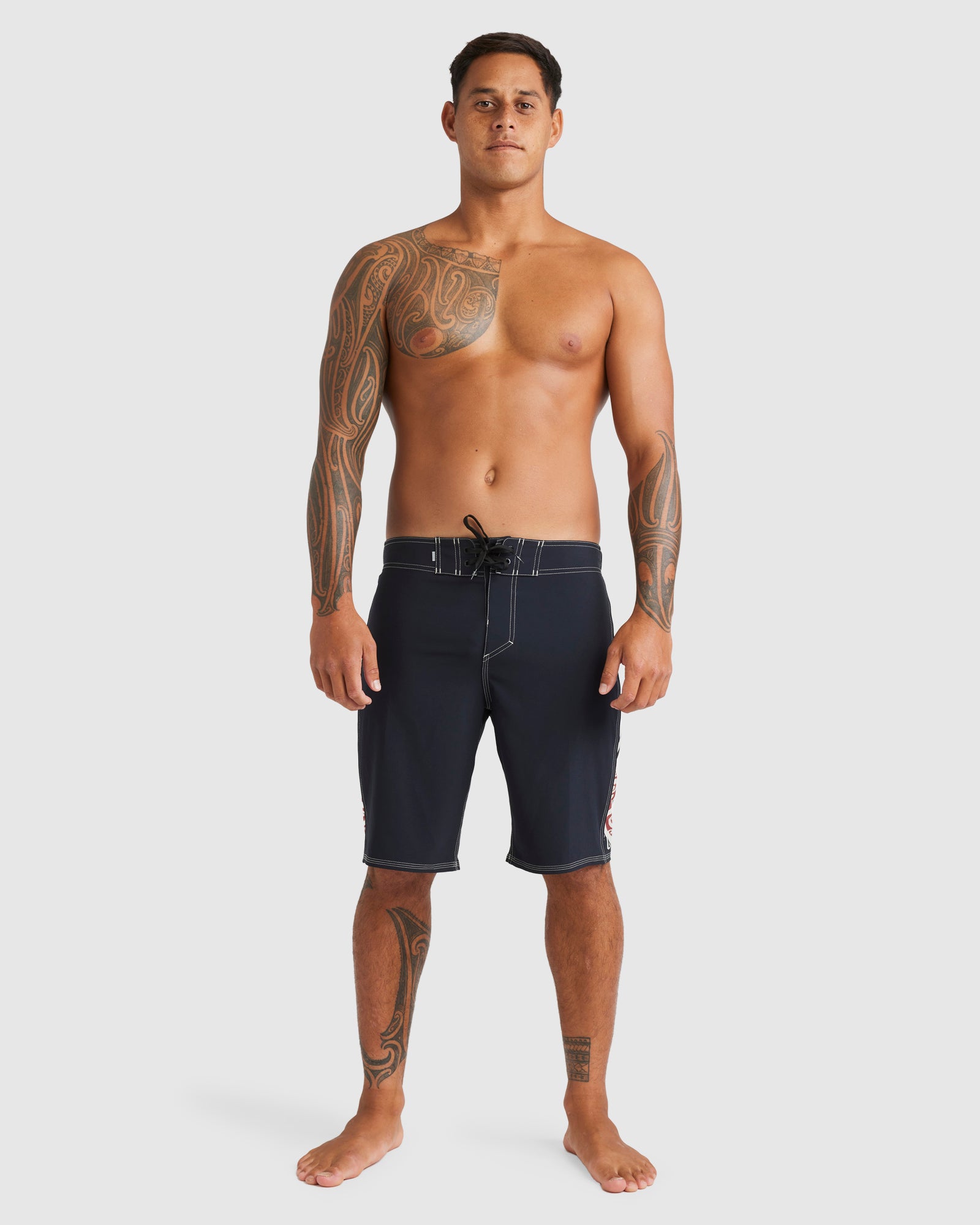 Quiksilver Kowhaiwhai Mangopare Boardshorts in black from front on kehu butler