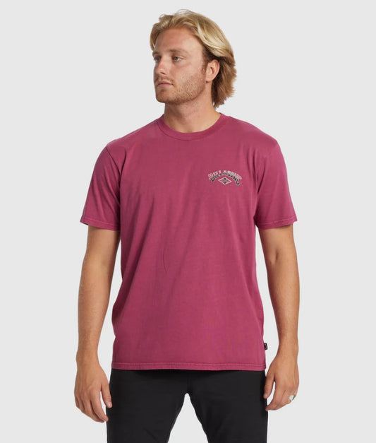 Billabong Arch Wash Tee in jam colourway from front