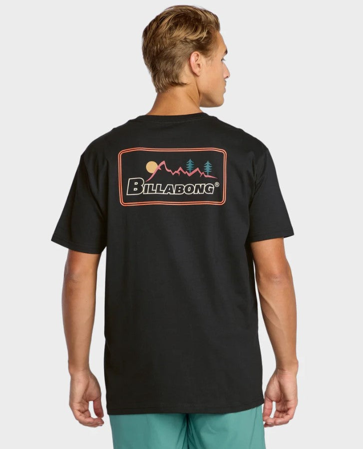 Billabong Range Adiv Mens T-Shirt  in black on model from rear