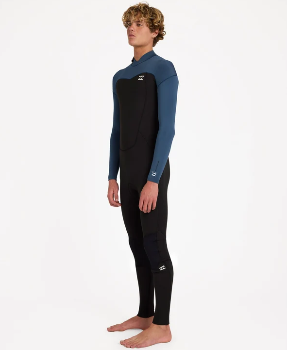 Billabong Absolute Core 3/2mm Back Zip Men's Wetsuit in black with dark denim arms from side