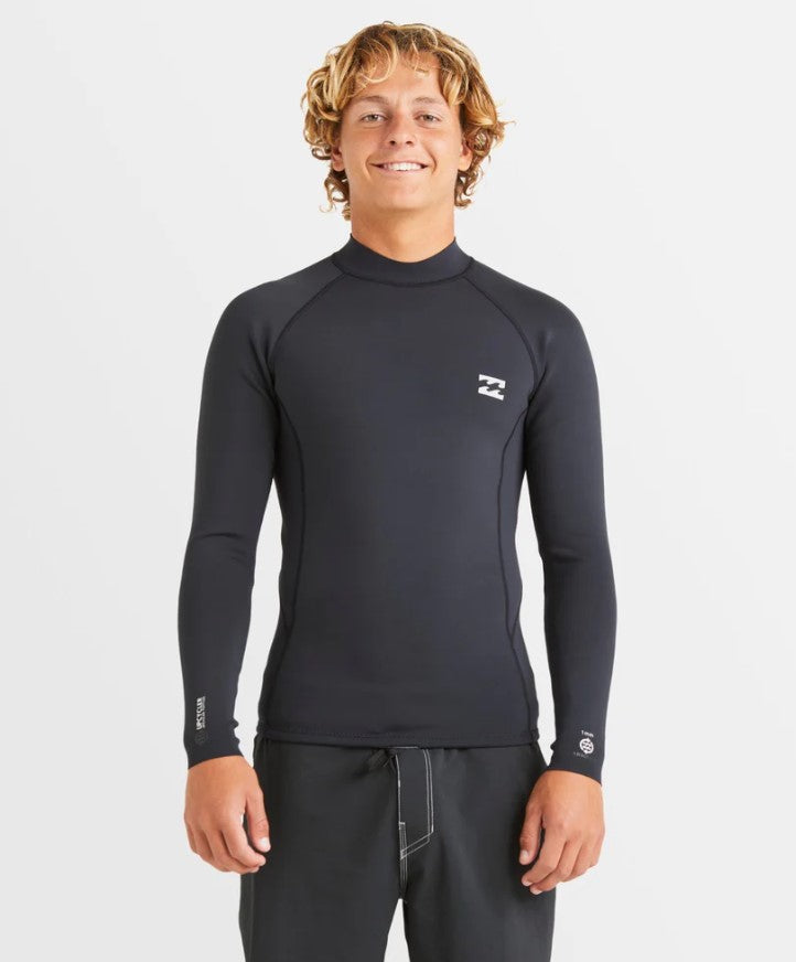 Billabong Absolute Natural 1mm Long Sleeve Wetsuit Top in back on model from front