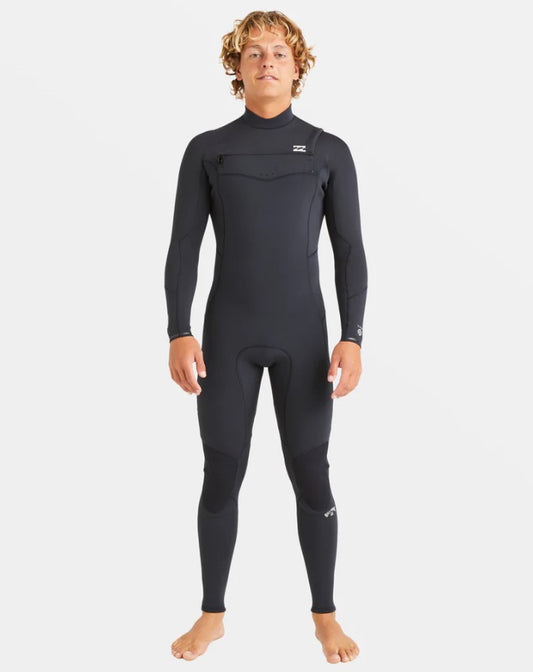 Billabong Absolute Natural 3/2mm Chest Zip Wetsuit in black from front on model