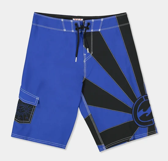 Billabong Boys A.I Rising Sun Pro Boardshorts in royal and black colourway flatlay from the front
