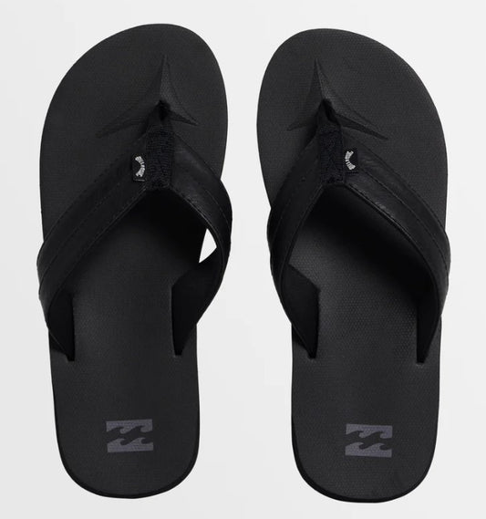 Billabong All Day Impact Jandals in stealth all black colourway showing pair from top