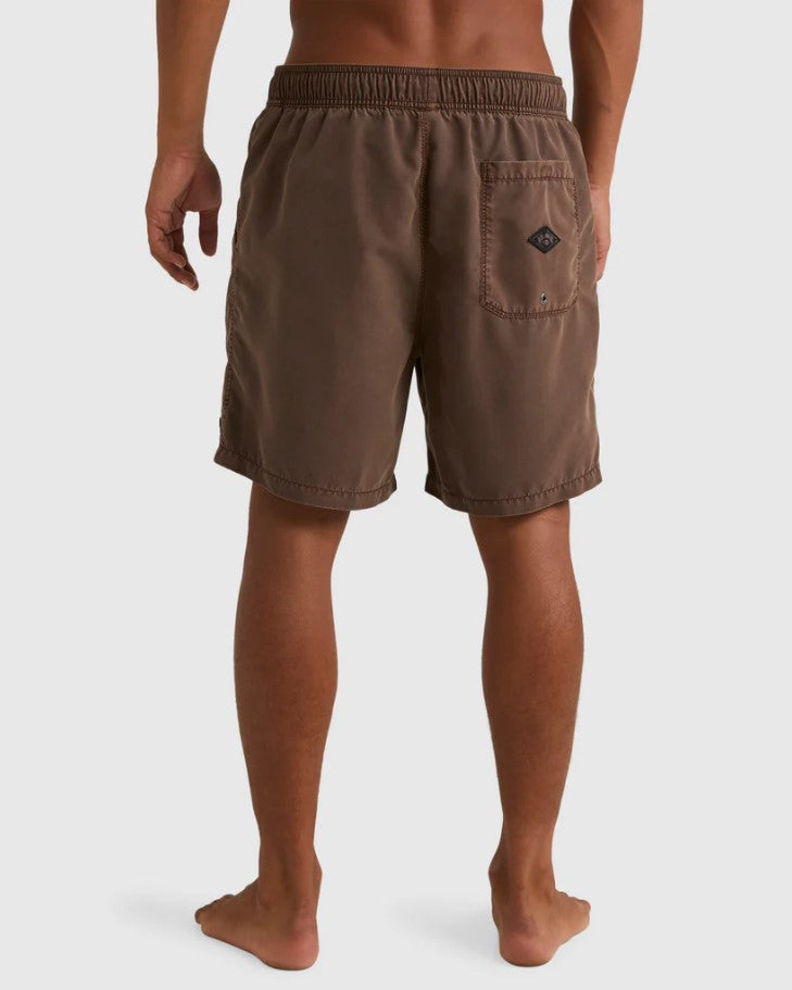 Billabong All Day Overdye Layback Shorts in java colour from rear