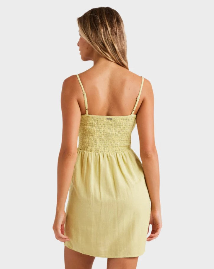 Billabong Girls Angel Mini Dress in colour Lime zest back veiw