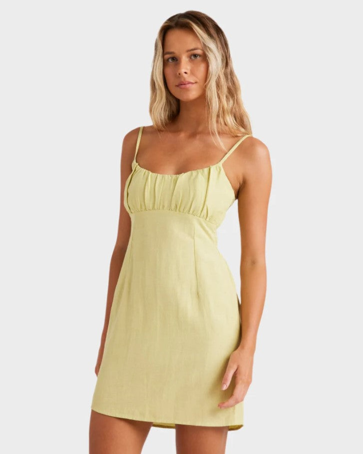 Billabong Girls Angel Mini Dress in colour Lime zest front veiw