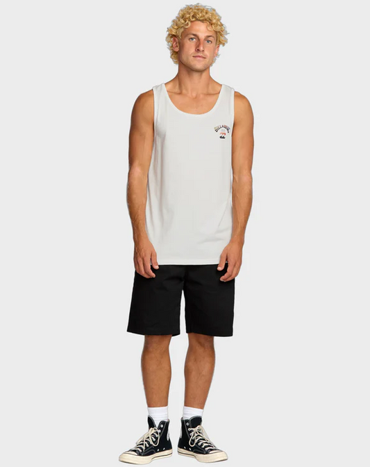 Billabong Arch Fade Tank in off white colour on man front