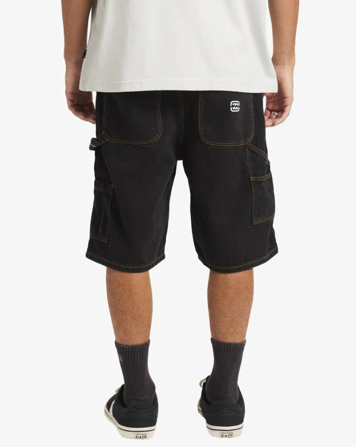 Billabong Bad Dog 21" Denim Shorts in washed black from back