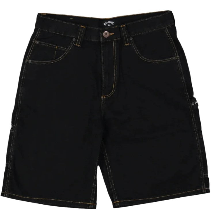 Billabong Bad Dog 21" Denim Shorts in washed black from front up close flatlay