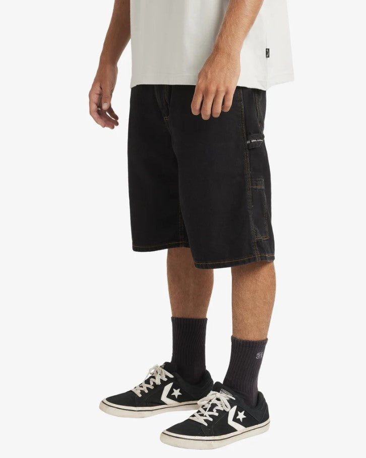 Billabong Bad Dog 21" Denim Shorts in washed black from side