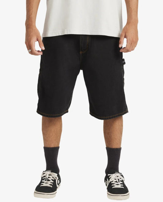 Billabong Bad Dog 21" Denim Shorts in washed black from front