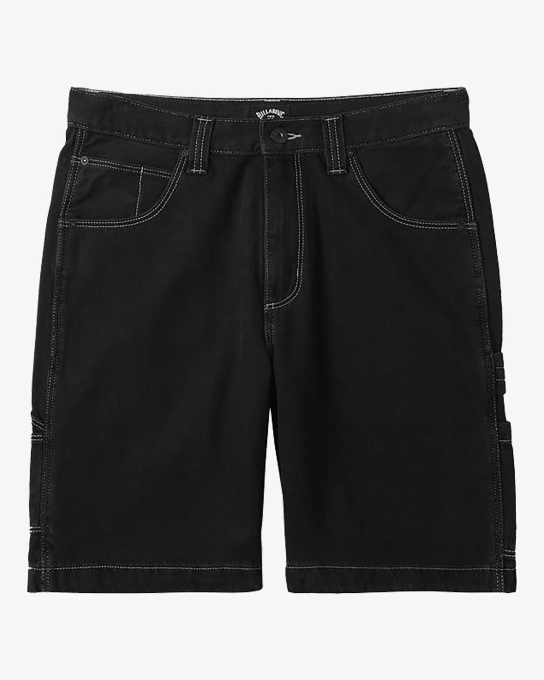 Billabong Bad Dog Workwear Immortal Denim Shorts in black from front in flat lay view