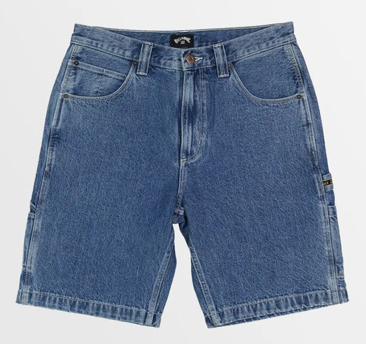 Billabong Bad Dog Workwear Denim Shorts in ocean wash from front