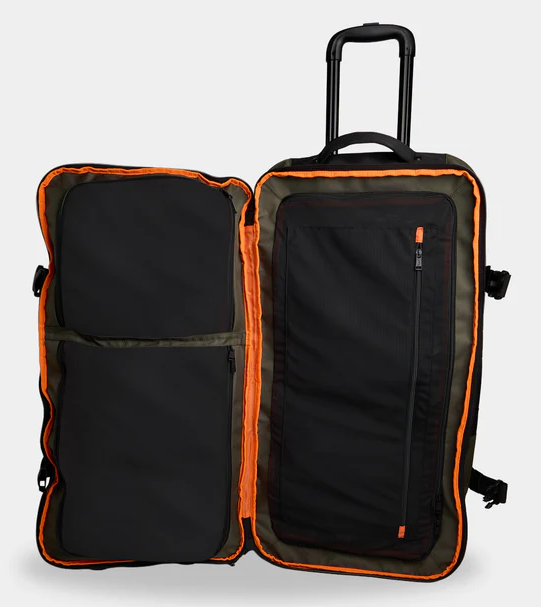Billabong Booster 110 Litre Travel Bag in military colourway showing inside of the bag