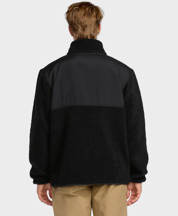 Billabong Boundary Summit Mock Neck Zip Crew Jacket in black from rear