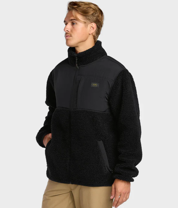 Billabong Boundary Summit Mock Neck Zip Crew Jacket in black from side