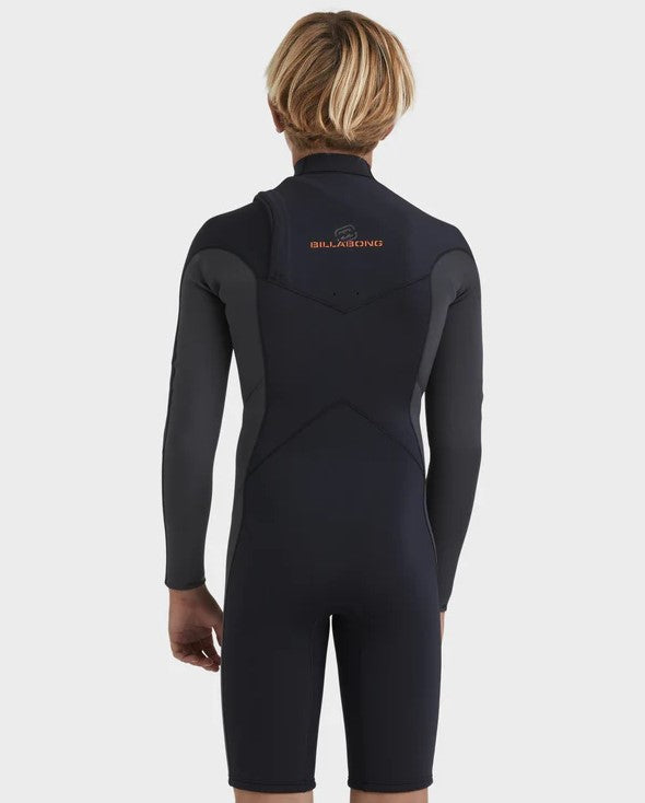 Billabong Boys Absolute Natural 2mm Long Sleeve Wetsuit  in black with graphite from rear