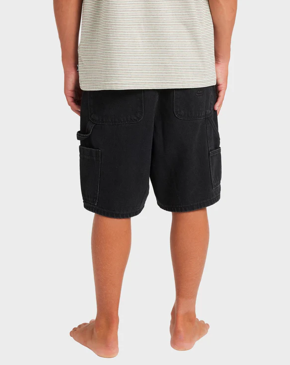 Billabong Boys Bad Dog Denim Shorts in black from rear