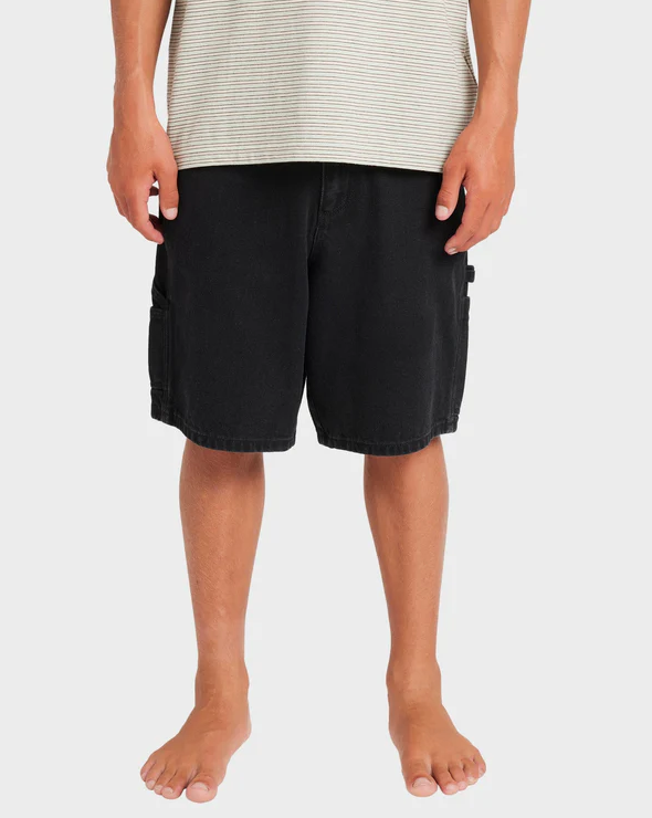 Billabong Boys Bad Dog Denim Shorts in black from front