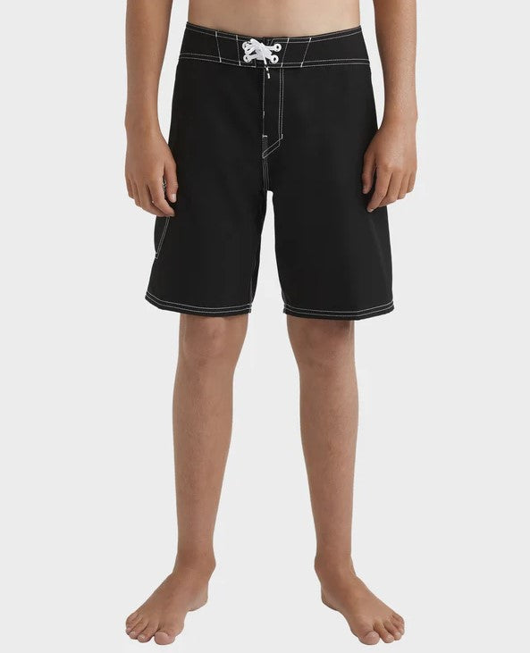Billabong Boys Script OG 18" Boardshorts  in black with white contrast detail from front