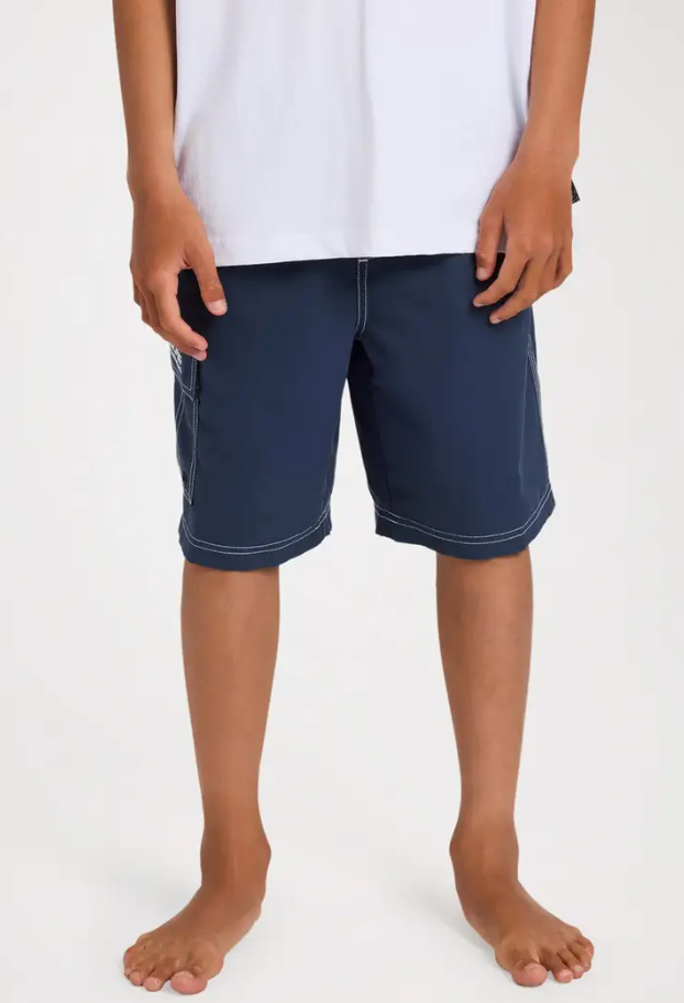 Billabong Boys Throw On 18" Boardshorts in navy from the front