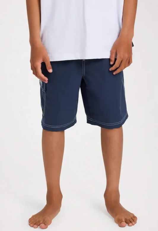 Billabong Boys Throw On 18" Boardshorts in navy from the front