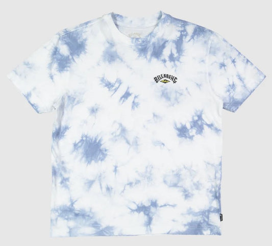 Billabong Youth Tubeline Tee in white and blue tie dye from front