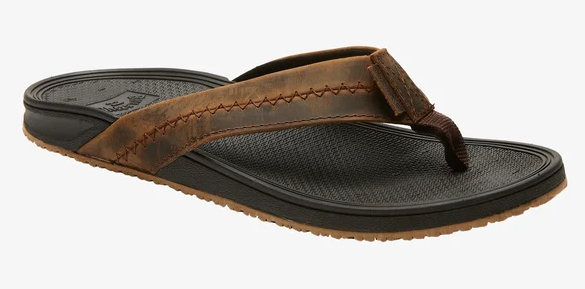 Billabong Brunswick Leather Jandals in black with brown upper from the side